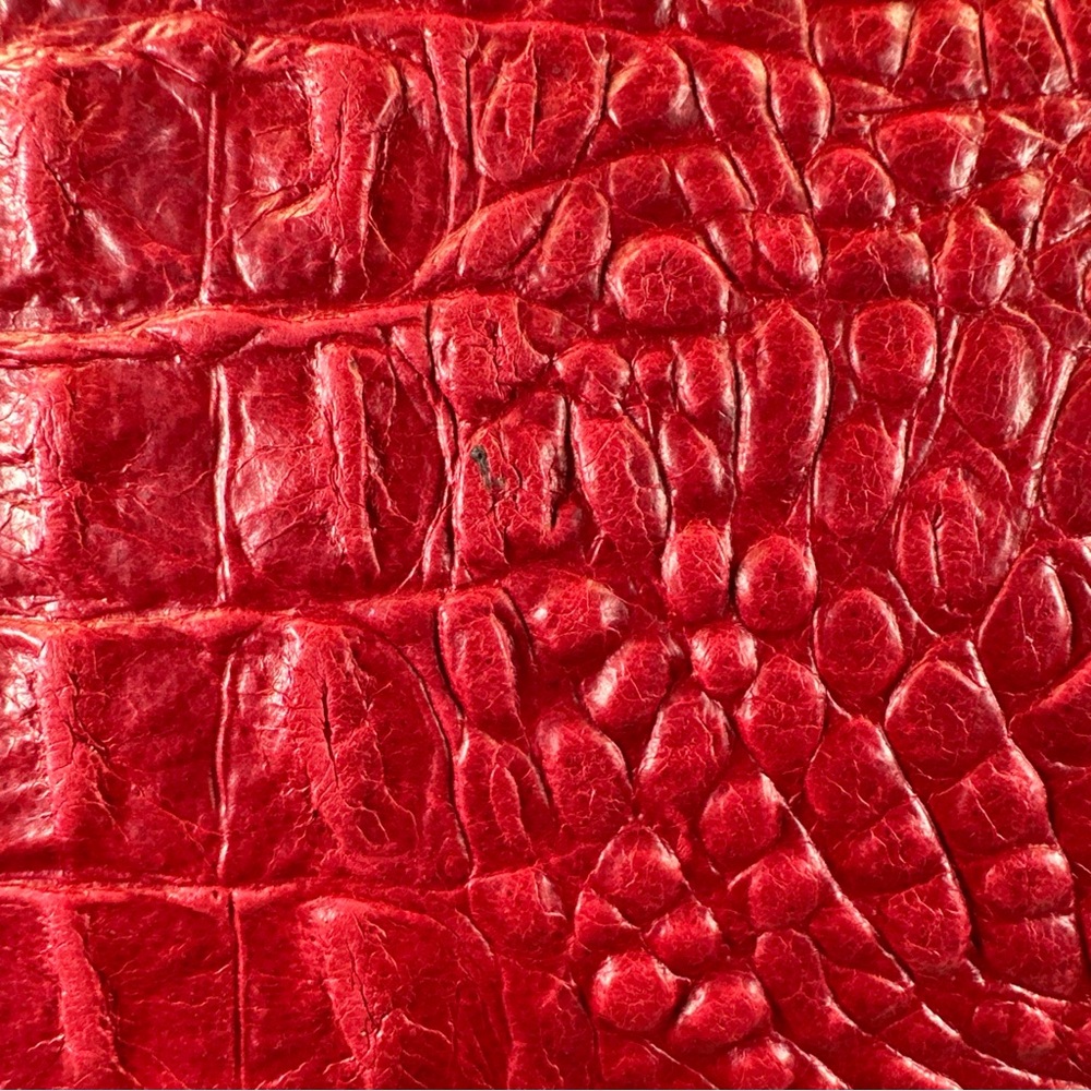 Fontanelli Handbag Purse Red Leather Croc Embossed w/ Snake Skin Trim - Picture 14 of 14